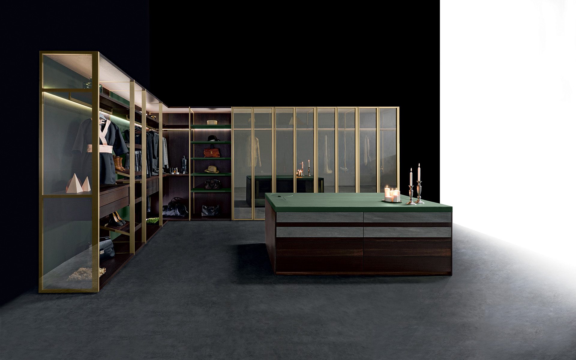 GF Interiors Naked — Glass-front walk-in wardrobe